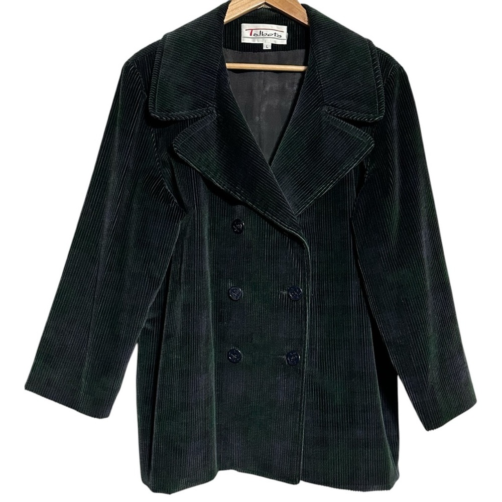 Talbots Dark Green Corduroy Double-Breasted Peacoat